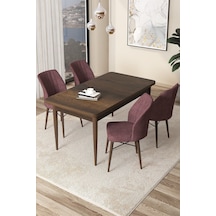 Canisa Concept Arp Serisi 70x110 Sabit Mutfak Masası Takımı Barok Desen Masa 4 Gül Kurusu Sandalye Masa Barok/ Sandalyeler Gülkurusu