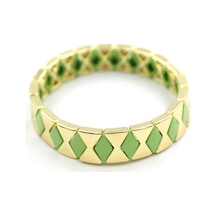 Lastikli Porselen Bilezik - Yeşil Çok Renkli