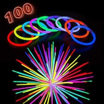 100 Adet Glow Stick Fosforlu Çubuk Renkli Parti Çubuğu Bileklik
