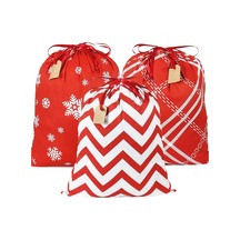 Yeniden Kullanılabilir Pamuklu Hediye Çantaları, Noel İçin 3'lü Paket Bez Çantalar Yde