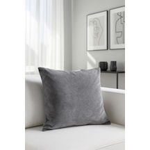 Düz Kadife Kırlent Kılıfı Gümüş V1 50x50 Gümüş