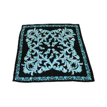 Tikitonki Etnik Çiçek Desenli Siyah Saten Eşarp - 90x90 Siyah Siyah