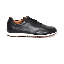Tuna Hakiki Deri Siyah Erkek Sneaker Ayakkabı - 241338 Siyah