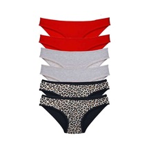 6 Adet Likralı Kadın Slip Külot Leopar Kırmızı Gri Beden: M Standart
