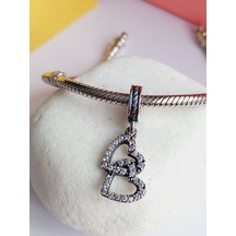 Gümüş Bileklik Uyumlu İkili Kalp Charm