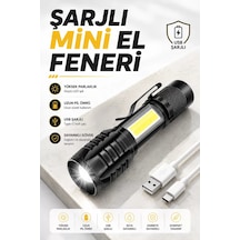 Lexroo El Feneri Led Usb Şarjlı Zoom Mini Led Işık Acil Durum Fen