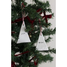 Yılbaşı El Yapımı Seramik 2 Li Çam Ağacı Süsü Joy Wish Beyaz - 304343801