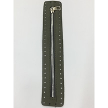Karantuhafiye Derili Fermuar / Çanta Fermuarı / Kapak Fermuar 30 Cm Haki Yeşil Haki Yeşil