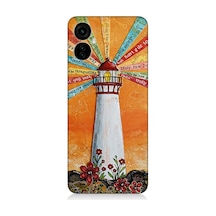Tecno Camon 19 Neo Uyumlu Turuncu Fon Üzerinde Fener Desenli Silikon Kılıf Çok Renkli