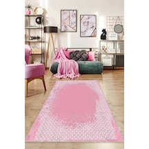 Pembe Modern Klasik Kaymaz Tabanlı Dekoratif Halı Ar551n11