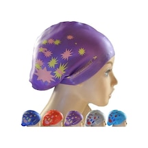 Uzun Saçlar İçin Baskılı Silikon Yüzme Şapkası Suya Dayanıklı Yüzme Şapkası, : Tek Kırmızı A Kırmızı