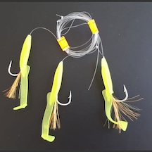 Aldos Silikon At Çek Takımı, V8 Silikon Balıklı Çapari 6,5 CM 2 Adet Limon
