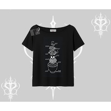 Tarzsokak Kayık Yaka Tshirt Noodle Theory Hand Drawn Concept Siyah