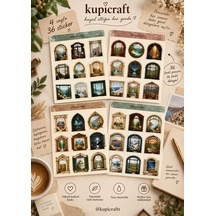 4 Sayfa Pencereden Manzaralar Temalı Sticker Set - Manzara Temalı Etiket - Ajanda Scrapbook Journal Planner - 939738734 Diğer