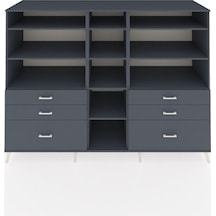 Kronos Dolap 10 Raflı 6 Çekmeceli 220x59x163 Antrasit-antrasit Antrasit-antrasit