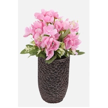 Lüx Beton Retro Tombul Vazoda Yapay Islak Ortana Tanzimi 25 Cm Pembe