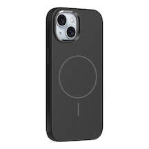 Apple, Uyumlu iPhone 14 Kılıf M-safe Şarj Özellikli Metal Kamera Çerçeveli Zore Edi Silikon Kapak Siyah