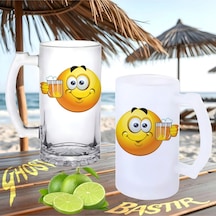 Şerefe Emoji Buzlu Ya Da Buzsuz Bira Bardağı