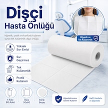 Dişçi Hasta Önlüğü 1 Rulo 80 Adet Beyaz Tek Kullanımlık Sıvı Geçirmez Yüksek Emici Hasta Örtüsü 50x60 Cm Diğer