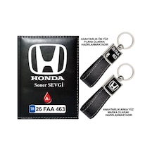 Plakanıza Özel Honda Logolu Siyah Ruhsat Kabı Ve Anahtarlık