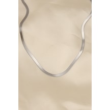 Forwhat Zarif Kadın İçin Silver Çelik 45cm İtalyan Zincir Kolye Metalik