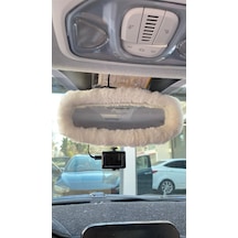 Peluş Dikiz Ayna Kılıfı Süs Beyaz Peluş Dikiz Ayna Kılıfı Süs Beyaz