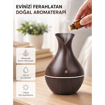 Aromaterapi Difüzör Ahşap Desenli Ve Ultrasonik Nemlendirici Led Işıklı Çok Renkli