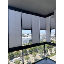 Blind-x Koyu Gri Plise Katlanır Cam Balkon Perdesi, Ofis Perdesi, Mutfak Perdesi, Salon Perdesi
