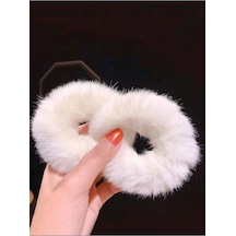 Kadın 2'li Beyaz Peluş Lastik Toka Seti,kadın Çocuk Mandal Toka, Lastik Toka Seti, Toka Organizer, Toka, Kız Çocuk Toka, Toka Diğer