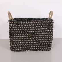 Karadeniz Muz Lif El Yapımı Yuvarlak Büyük Sepet 53x55x48 Cm Siyah