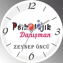 Kişiye Özel Pdr Psikolojik Danışman Çap 30cm Sessiz Akar Bombeli Gerçek Cam Duvar Saati Siyah