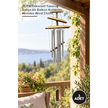3 Adet Ahşap Rüzgar Çanı 36 Cm Dekoratif Tasarım Bahçe Ve Balkon Kullanımı Wooden Wind Chime
