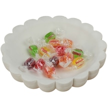 Şekerlik Eskitme Renk Sunumluk Drajelik Dekoratif Tabak Çiçek Model - Beyaz