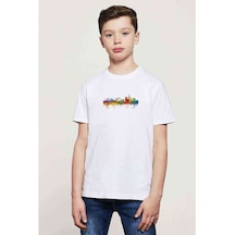 Silhouette London City Baskılı Unisex Çocuk Beyaz T-Shirt
