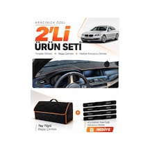 E-biz Bmw F10 2010-2017 Uyumlu Torpido Örtüsü + Tay Tüyü Bagaj Çantası - Siyah-kahverengi - Bm004
