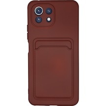 Newface Xiaomi Mi 11 Kılıf Kelvin Kartvizitli Silikon - Bordo Bordo