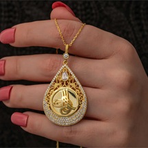 Casera's Gümüş Gold Kaplama Damla Tuğralı Kadın Kolye Csr2185613 Gümüş