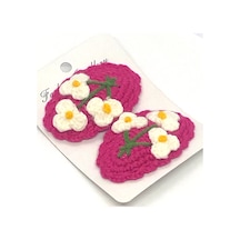 Pembe Çiçek 2li Çıt Çıt Toka, Saç Tokası, Saç Aksesuarı Beyaz - Pembe