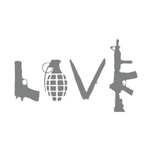 Love Silahlar Sticker 17x17 Cm Gri