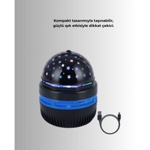 Döner Gece Lambası Ay Yıldız Işıklı Atmosfer Lambası Usb Bağlantılı Çok Renkli