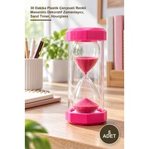 5 Adet Kum Saati 30 Dakika Plastik Çerçeveli Renkli Masaüstü Dekoratif Zamanlayıcı, Sand Timer, Hourglass Diğer
