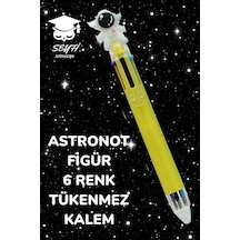 6 Renkli Tükenmez Kalem Astronot Modeller 1 Adet Sarı