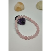 6 Mm Pembe Kuvars Doğal Taş Bileklik Çok Renkli