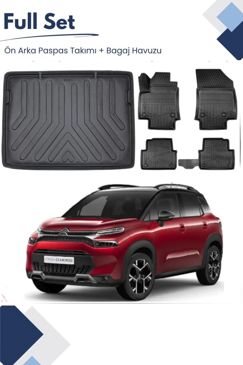 Citroen C3 Aircross 2023 Model Tam Uyumlu Paspas+üst Bagaj Havuzu Seti