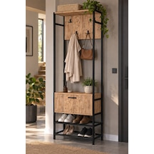 Sulorahome Metal Portmanto Kahverengi 180 Cm Kahverengi - Siyah