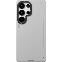 Galaxy S25 Ultra Kılıf Magsafe Uyumlu Mat Deri Desenli Youngkit Tech Fashion Kapak Gümüş