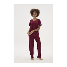 Angbutik Kocabey Kkt-26162k Kadın V Yaka Pijama Takımı MÜRDÜM