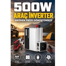 12v Aküden 220v Elektrik Üreten 500w İnverter Usb Çıkışlı Fanlı Güç Dönüştürücü Ürün