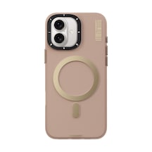 İphone Uyumlu 16 Kılıf Magsafe Şarj Özellikli Youngkit Hidden Sand Serisi Kapak Gold Gold