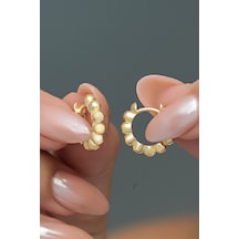 Nereze 925 Ayar Gümüş Gold Kaplama Toplu 15 Mm Halka Küpe